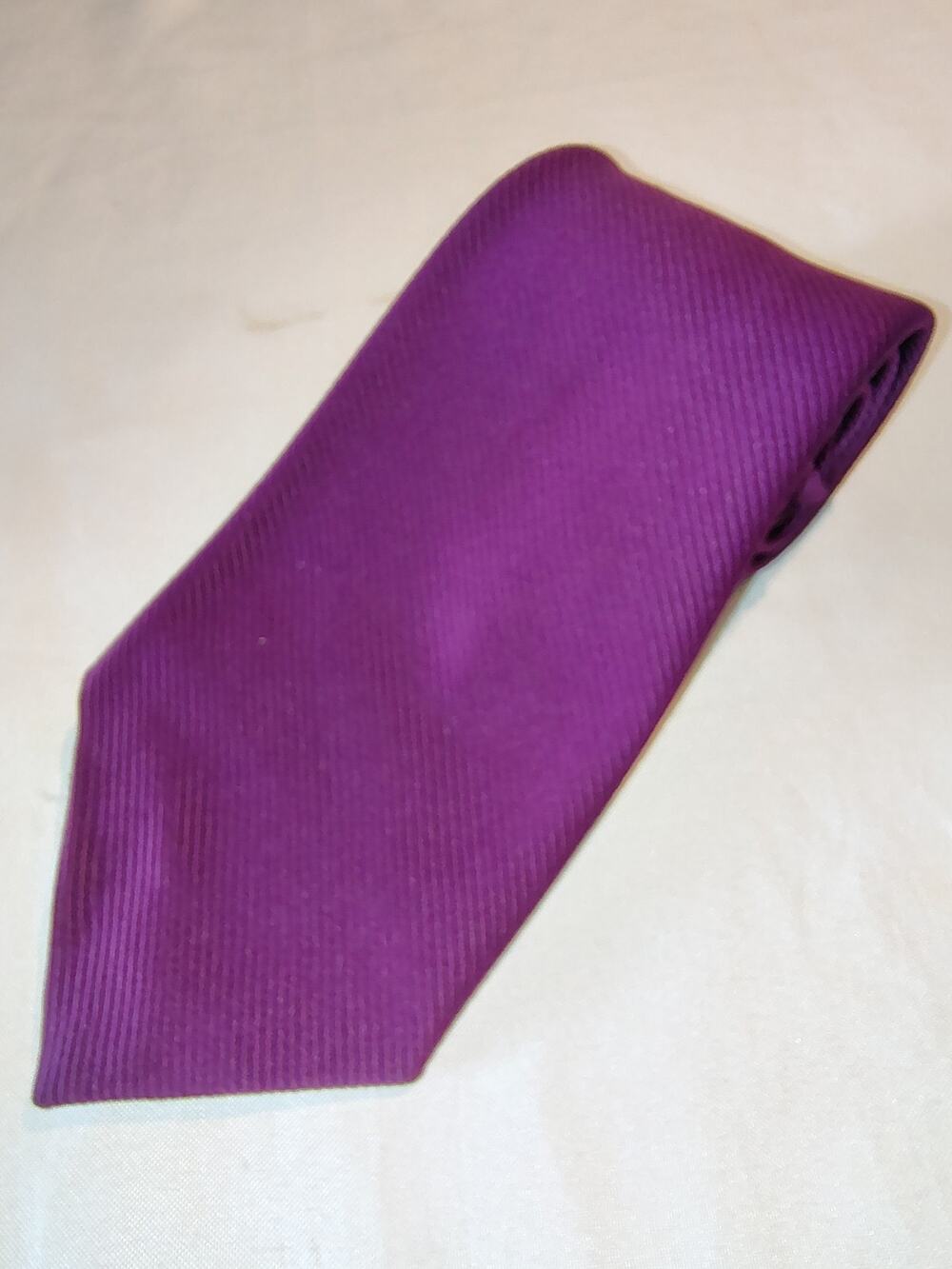 Vintage Latimers Solid Deep Purple 1970s Ribbed Fabric Polyester Necktie Joker